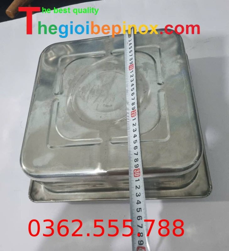 Nồi lẩu vuông 3 ngăn inox