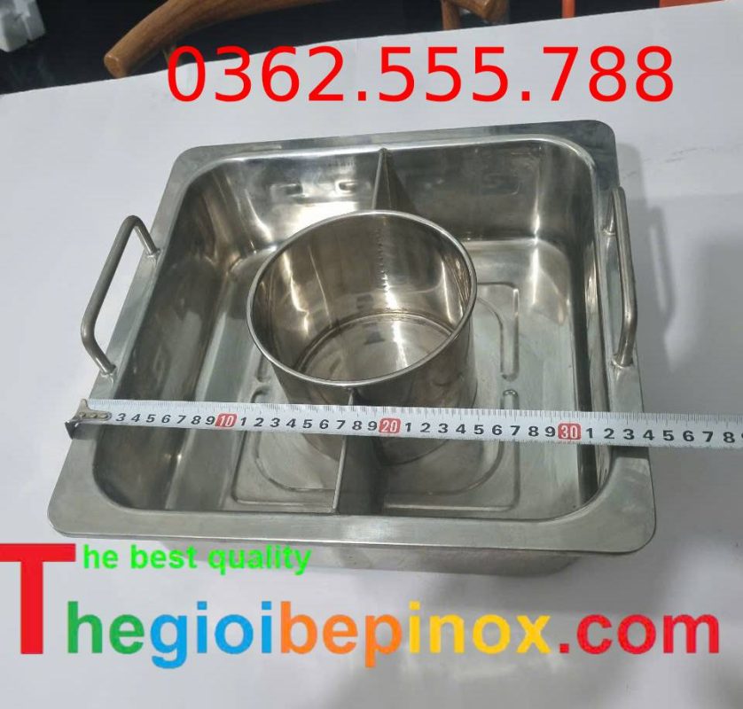 Nồi lẩu vuông 3 ngăn cho bếp từ tiện lợi nấu nhiều vị cùng lúc