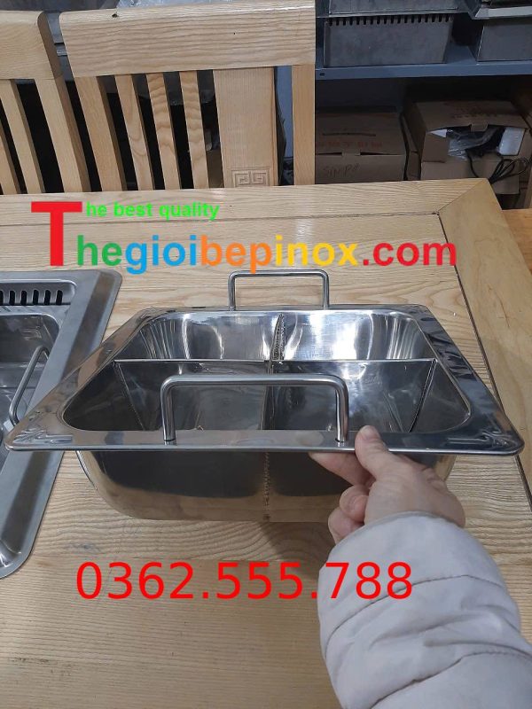 Nồi Lẩu Inox Vuông 4 Ngăn