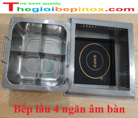 Bếp lẩu 4 ngăn âm bàn nhà hàng giá rẻ nhất Hà Nội - HCM