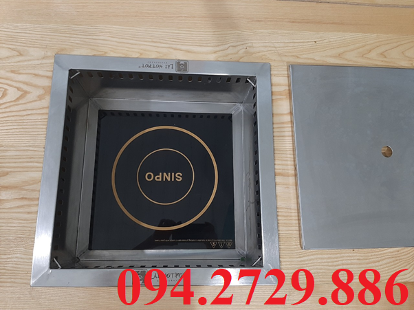 Bếp lẩu 2 ngăn vuông âm bàn có nắp đậy công suất 2000w thương hiệu SINPO