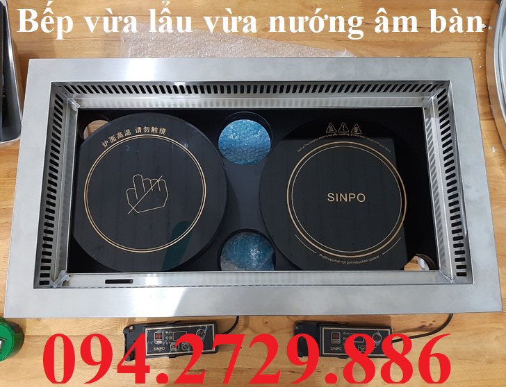 Bếp vừa lẩu vừa nướng âm bàn dùng điện cho nhà hàng chất lượng cao tại Hà Nội - HCM