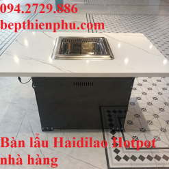 Bàn lẩu Haidilao Hotpot nhà hàng mặt đá chân thép hộp chất lượng cao