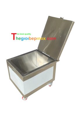 Thùng Dập Than Inox 304 Có Bánh Xe – Tiện Lợi Cho Nhà Hàng