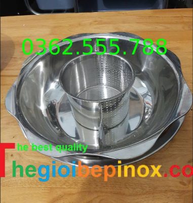 Nồi lẩu inox 3 ngăn tròn hình hoa
