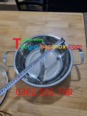 Nồi Lẩu Hai Ngăn Tròn Có Nắp Kính – Tiện Lợi Cho Mọi Bữa Tiệc