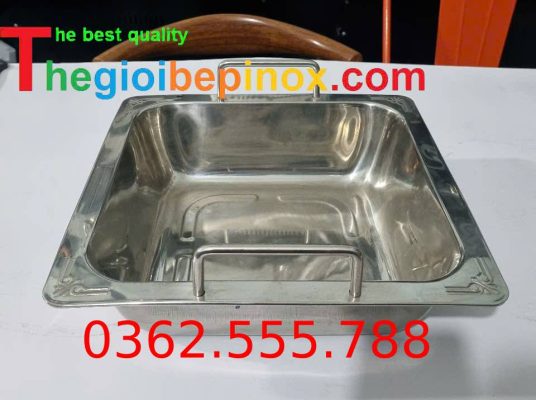 Nồi lẩu inox vuông cao cấp được sử dụng trong các quán ăn, nhà hàng