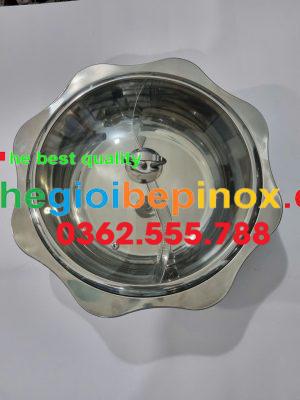 Nồi lẩu lượn sóng hình hoa hai ngăn độc đáo