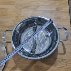 Nồi lẩu tròn 2 ngăn D300 có nắp kính cho nhà hàng quán lẩu