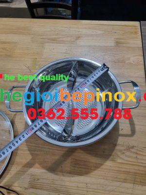Nồi lẩu inox 2 ngăn đáy bằng