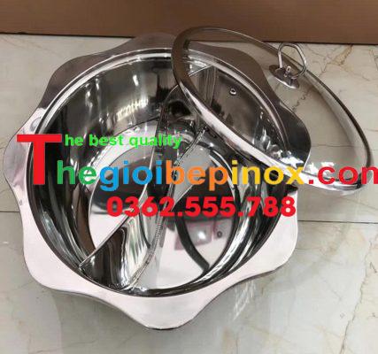 Nồi lẩu inox 2 ngăn hình hoa